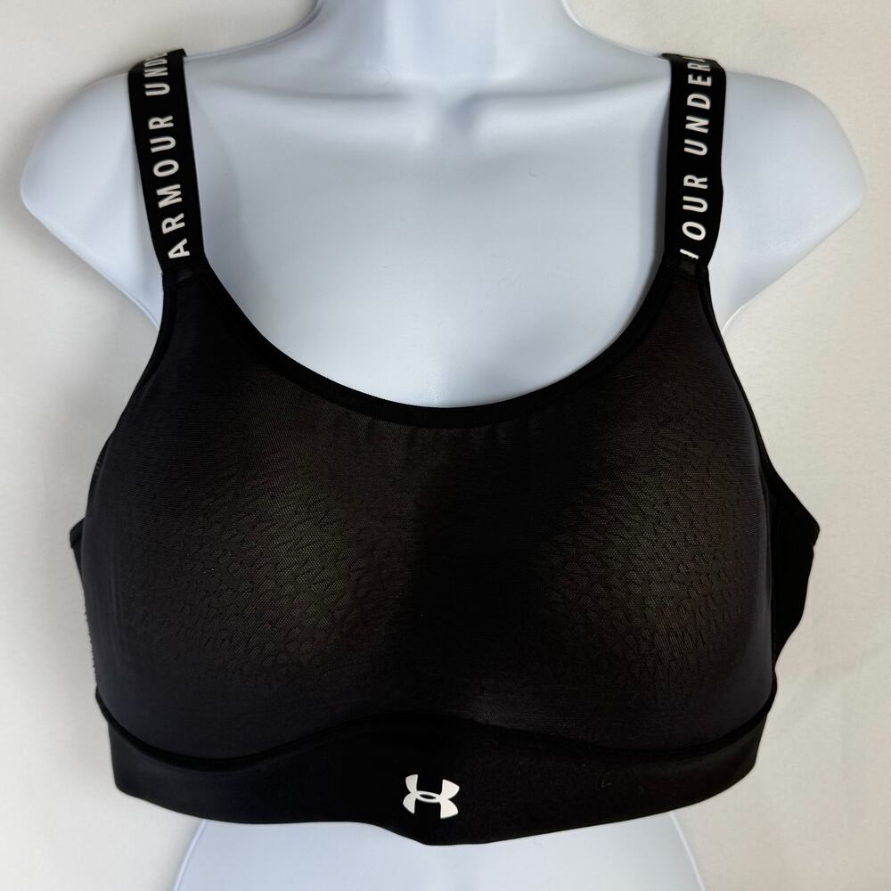 Under Armour Women's HeatGear fitted adjustable Run Sports Bra sz XL Black